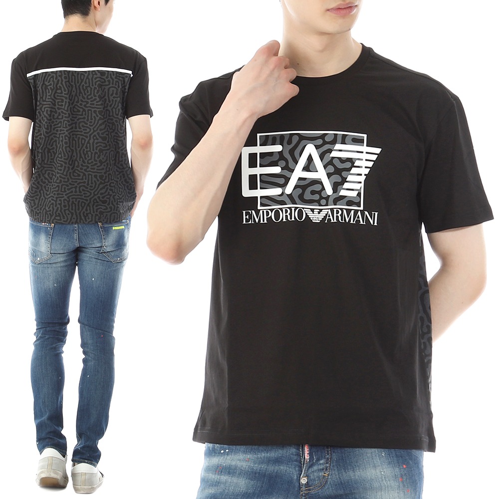 아르마니 EA7 엠포리오 로고 그래픽 프린트 반팔 티셔츠 3RPT01 1200톰브라운,몽클레어